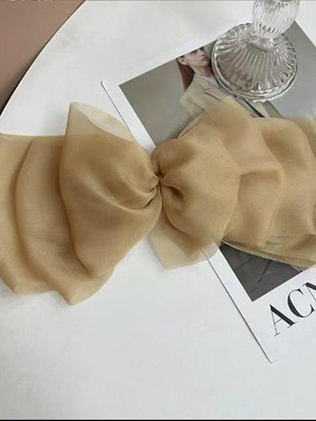 this issue must enter -5! mesh temperament big bow top clip back head hairpin  net red new headwear for Women