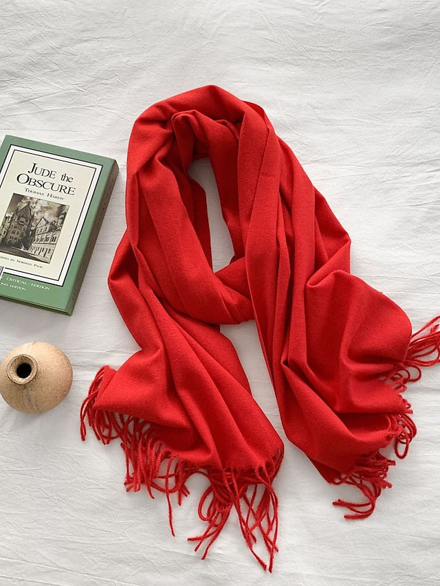 Shawls & Wraps Party Black Scarf Pure Color / Basic / Green / Khaki / Fall / Winter for Women
