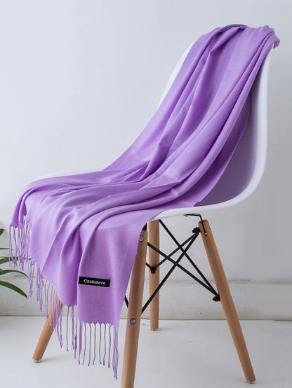 1pcs Solid Color Hijabs Imitation Cashmere Scarf Women All Season Long Shawls And Wraps Hijab Scarves Tassels Thin Headband for Women