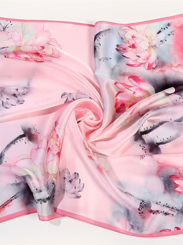 1pcs New Fashion Flower Exquisite Square Scarf Small Headband Scarf Neck Women Foulard Bandana for Women