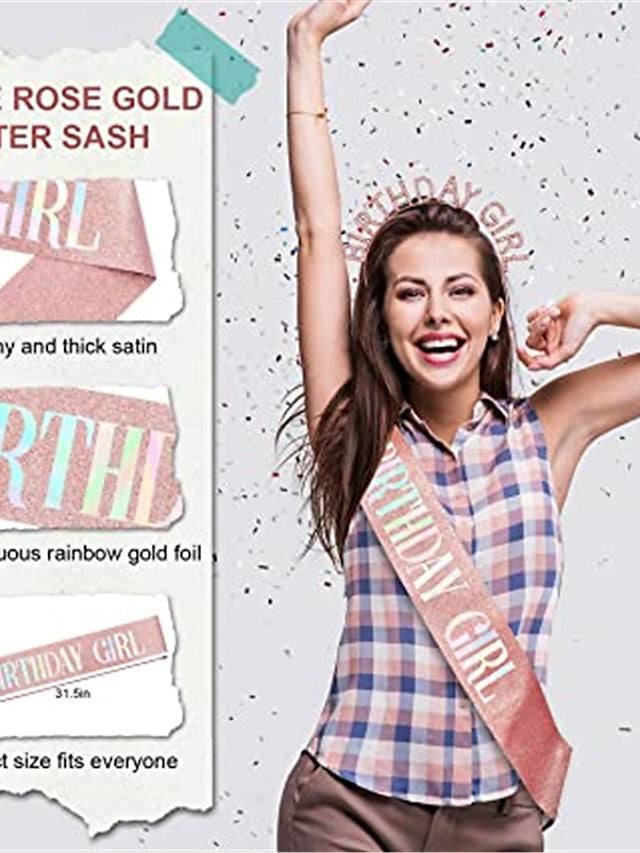 1PC Headbands Headband For Birthday Glitter Alloy Silver Golden Champagne for Women