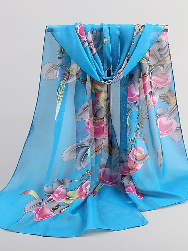 9 Colors Chiffon Print Women Scarves Shawl Soft Beach Towel Scarf Wraps Summer Light Scarf for Women