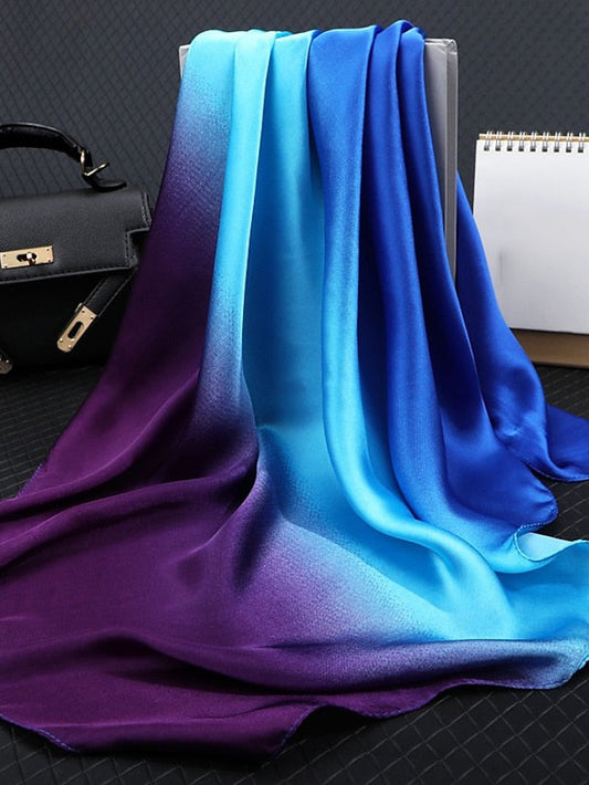 Gradient Color 70*70cm Scarf Hijab Women Square Wrap Shawl Head Neck Cover Plain Hair Tie Band Beach Hijab Female Foulard for Women