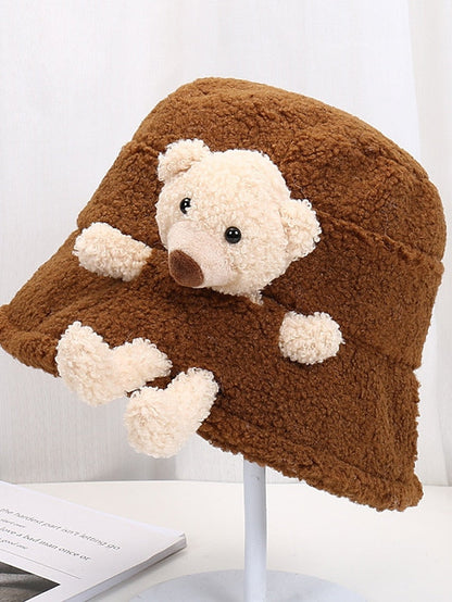 Hat Bucket Hat Black Pink khaki Outdoor Daily Weekend Splice Bear Comfort Warm for Women