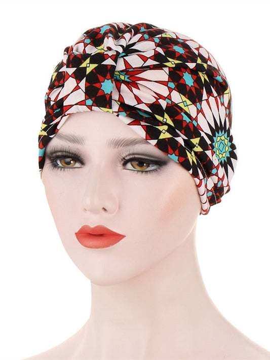 Casual Women Indian Arab Wrap Women Muslim Turban Caps Print Hijab Bonnet Inner Hijab Caps Muslim Headdress Ready To Wear for Women