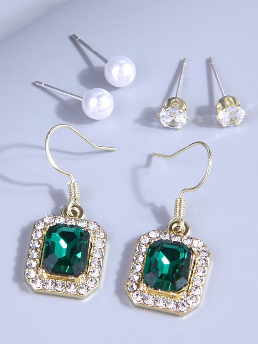 3 Pairs Earrings Earrings Set For Work Street Daily Imitation Pearl Rhinestone Alloy Classic for Women