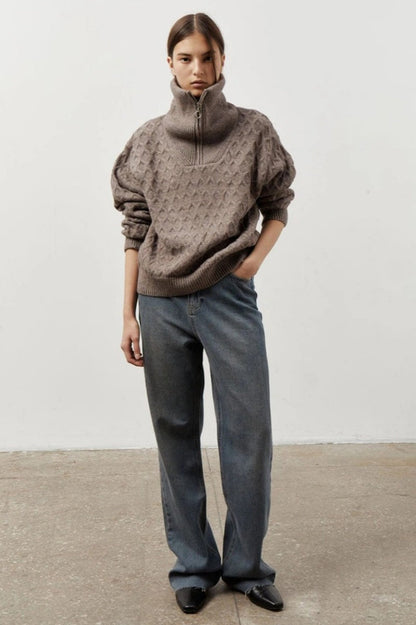 Chunky Knit Half Zip Sweater