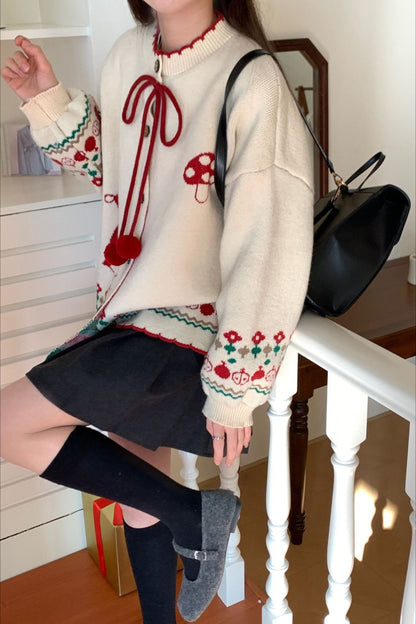Pompom Oversized Cardigan