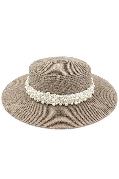 Pearl Embellished Beach Hat