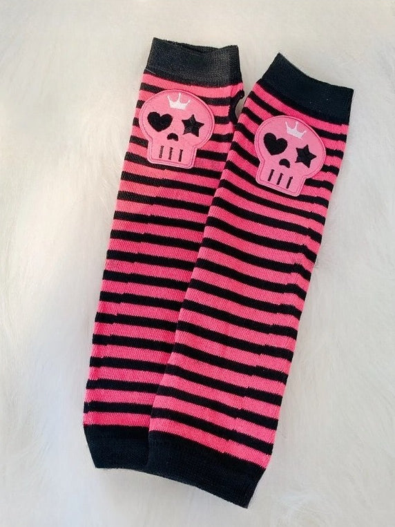 Gothic Punk Striped Fingerless Gloves