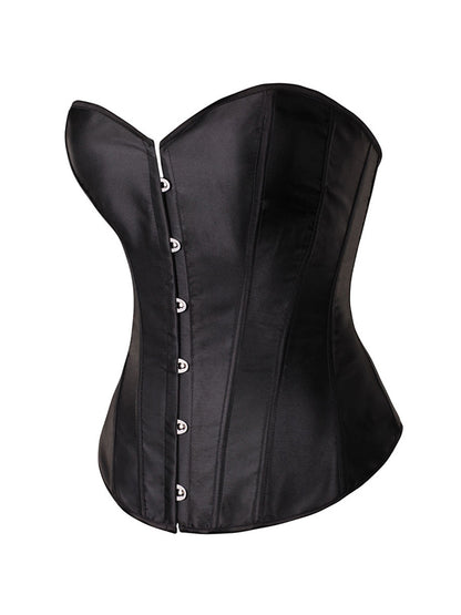Glossy Solid Tie Back Breasted Corset Top