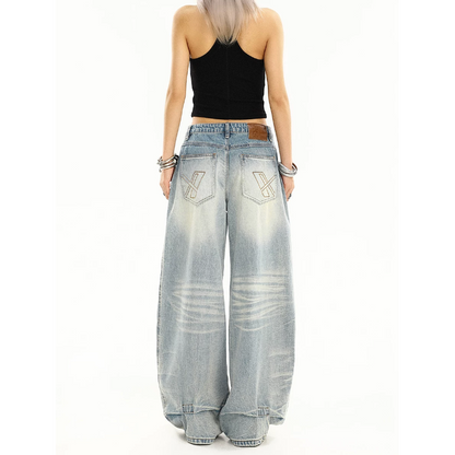 Cat whisker print pocket low rise straight leg | Baggy Low Rise Jeans  | Festival Outfits Women