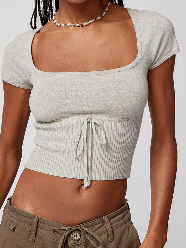Square Neck Short Sleeve Knits