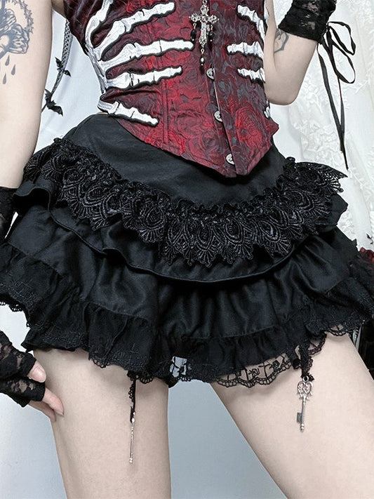 Y2K Subculture Cross Lace Bodycon Shorts