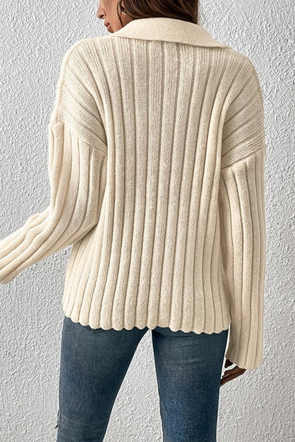 Fashion Lapel Knit Sweater