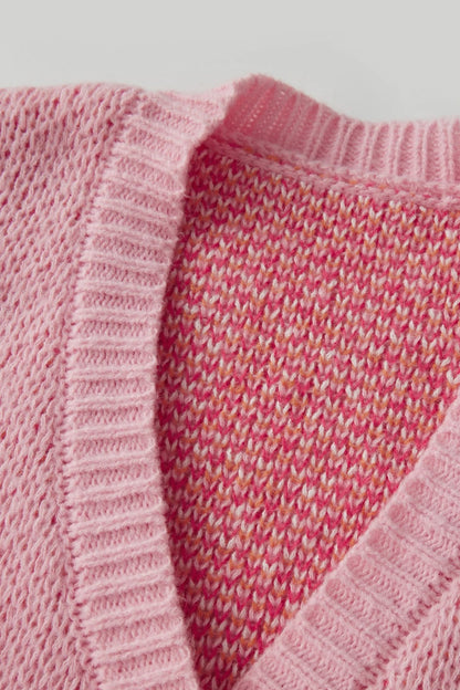 Boot Pattern V Neck Knit Cardigan
