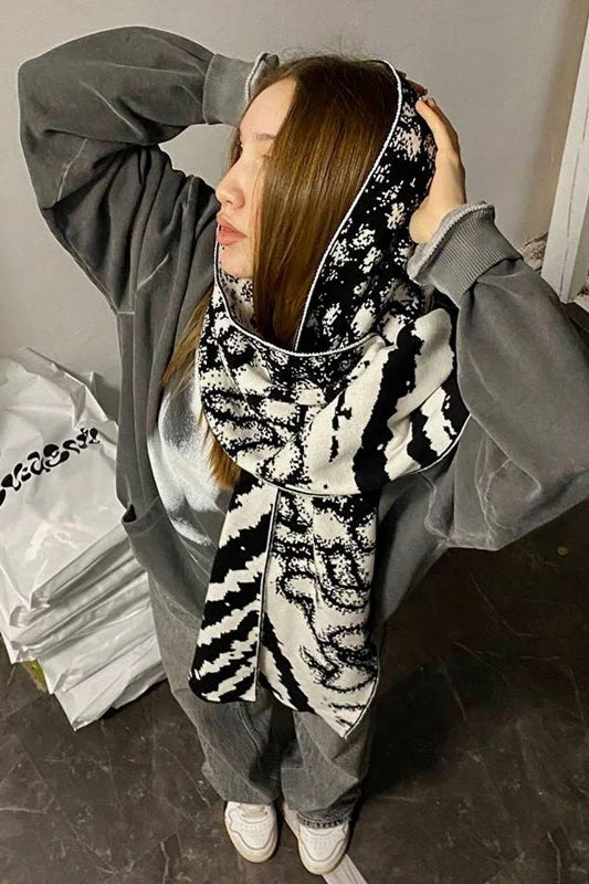 Gothic Skull Luminous Fringe Knitted Y2K Kpop Kawaii Winter Scarf