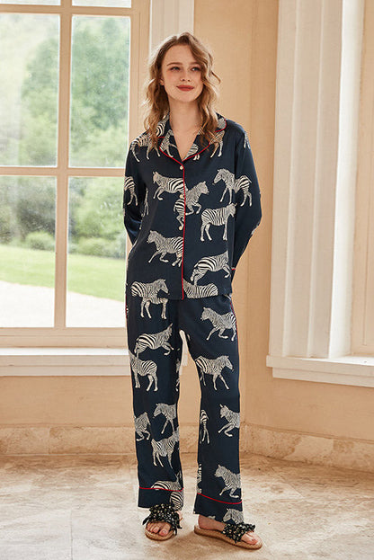 Conjunto de pijama con estampado de cebra azul