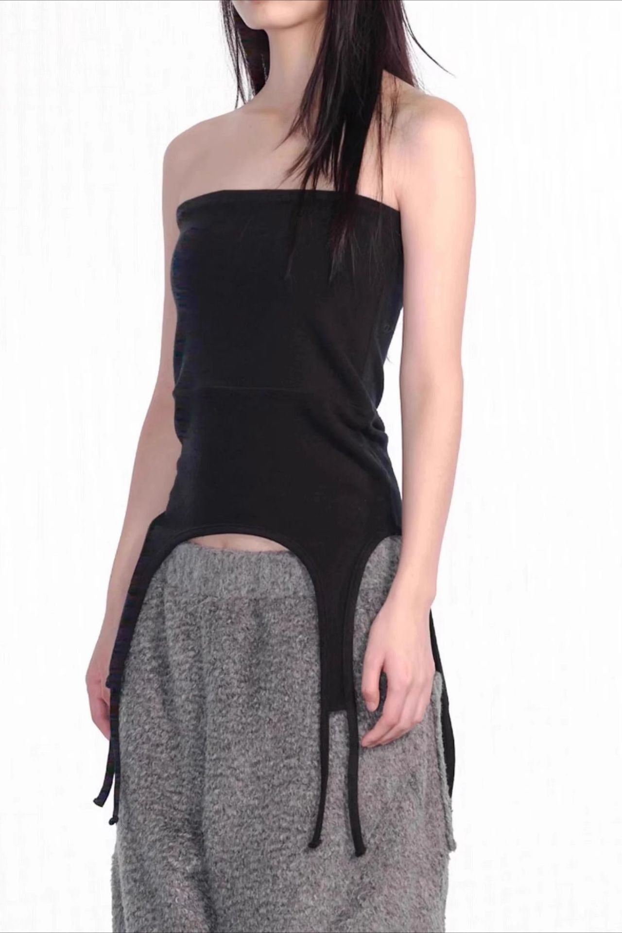 Solid Knit Cut Out Sexy Bandeau Cami Top
