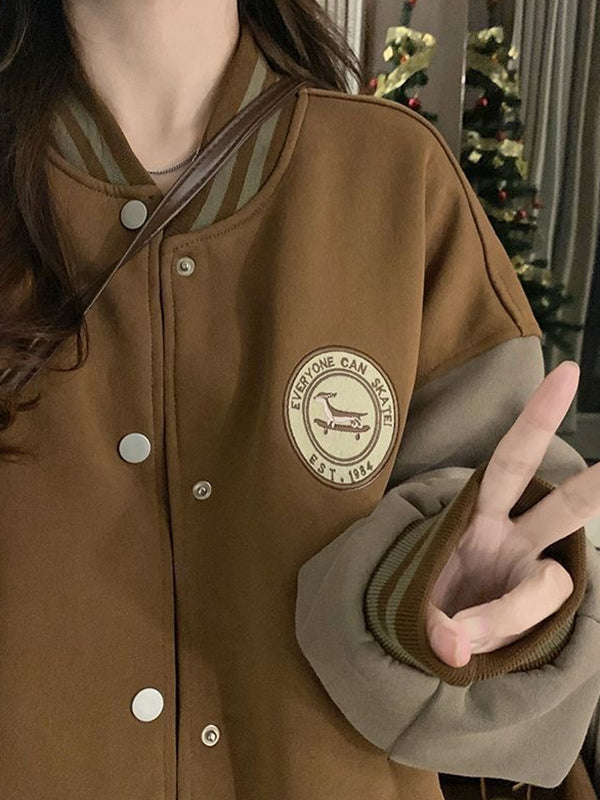 Contrast Colors Loose Casual Jacket