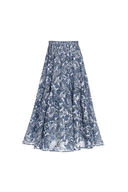 Conjunto de traje de baño con falda con volantes de libélula azul