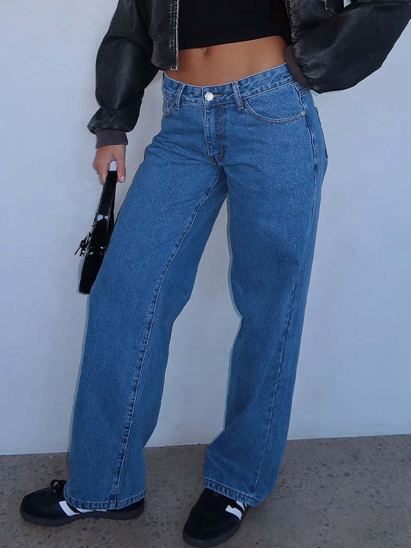 Versatile Simple Midriff Boyfriend Jeans
