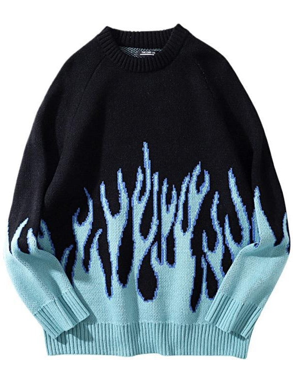 Hip-Hop Oversized Crewneck Knit Sweater