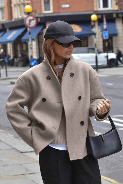 Brown Woolen Double Breasted Jacket