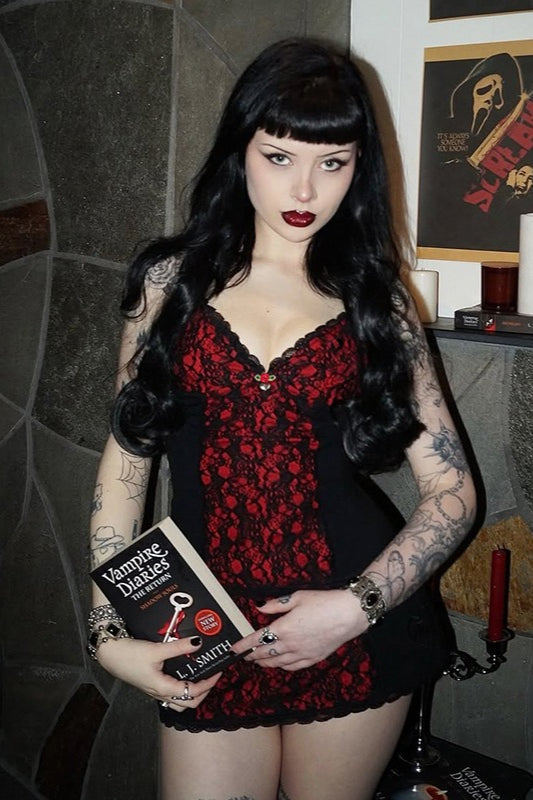 Gothic Lolita Rose Contrast Lace Crop Top