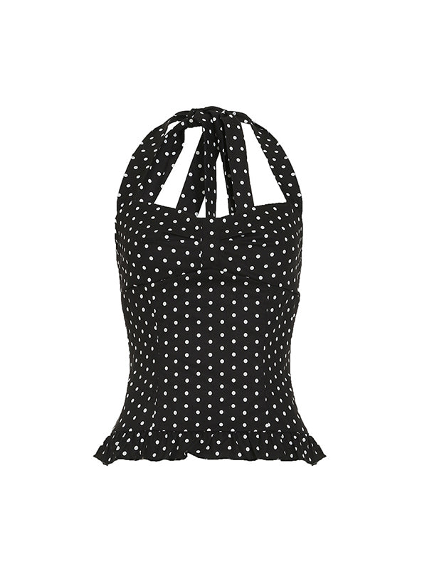 Busty V-Neck Reveals Collarbone Halter Vest