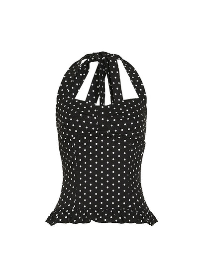 Busty V-Neck Reveals Collarbone Halter Vest