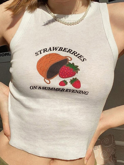 Strawberry Print Tank Top