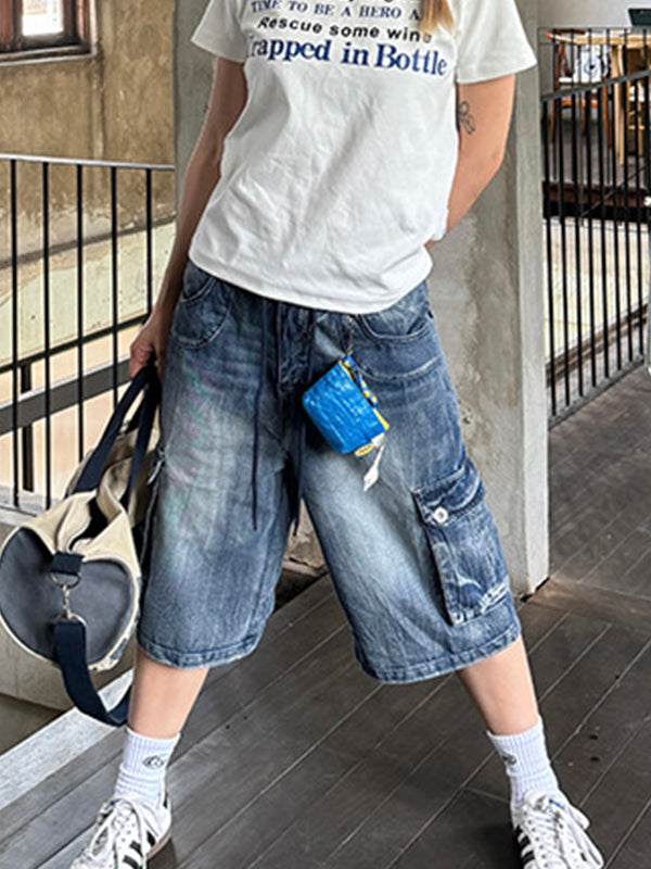 American Washed Loose Denim Shorts