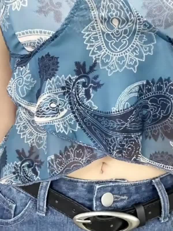 Cross Over Mesh Crop Cami Top