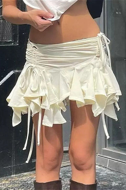 Y2K Gothic Punk Ruffled Layered Mini Skirt