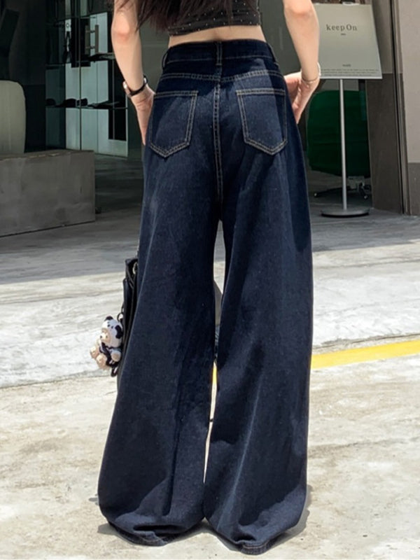 Vintage Washed Loose Wide Leg Jeans
