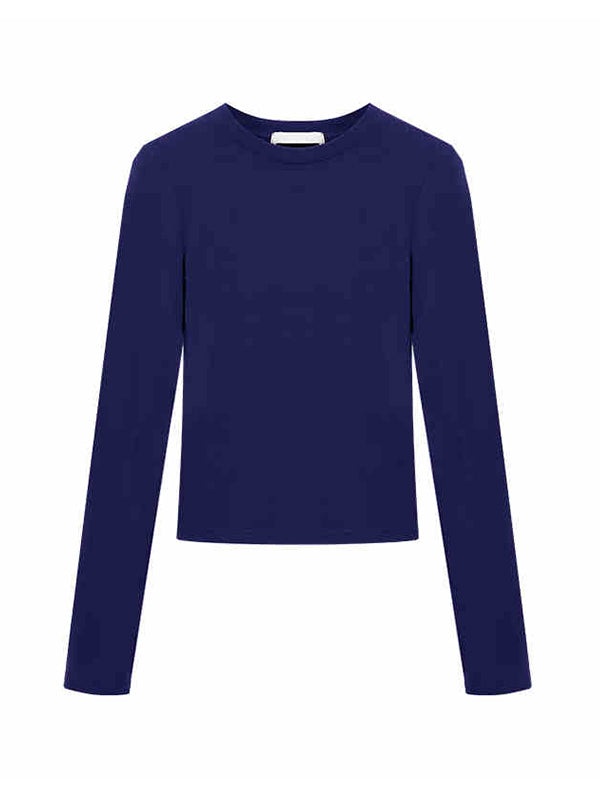Round Neck Straight Shoulder Long Sleeve T Shirt