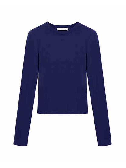 Round Neck Straight Shoulder Long Sleeve T Shirt