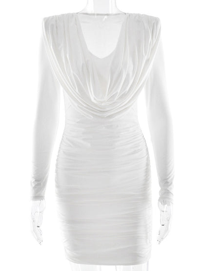 Modern Ruched Mini Dress With Deep V Neck For Women 2026