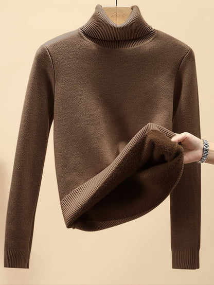 Suéter ajustado con forro polar grueso y fácil de usar para mujer | Ideal para otoño/invierno