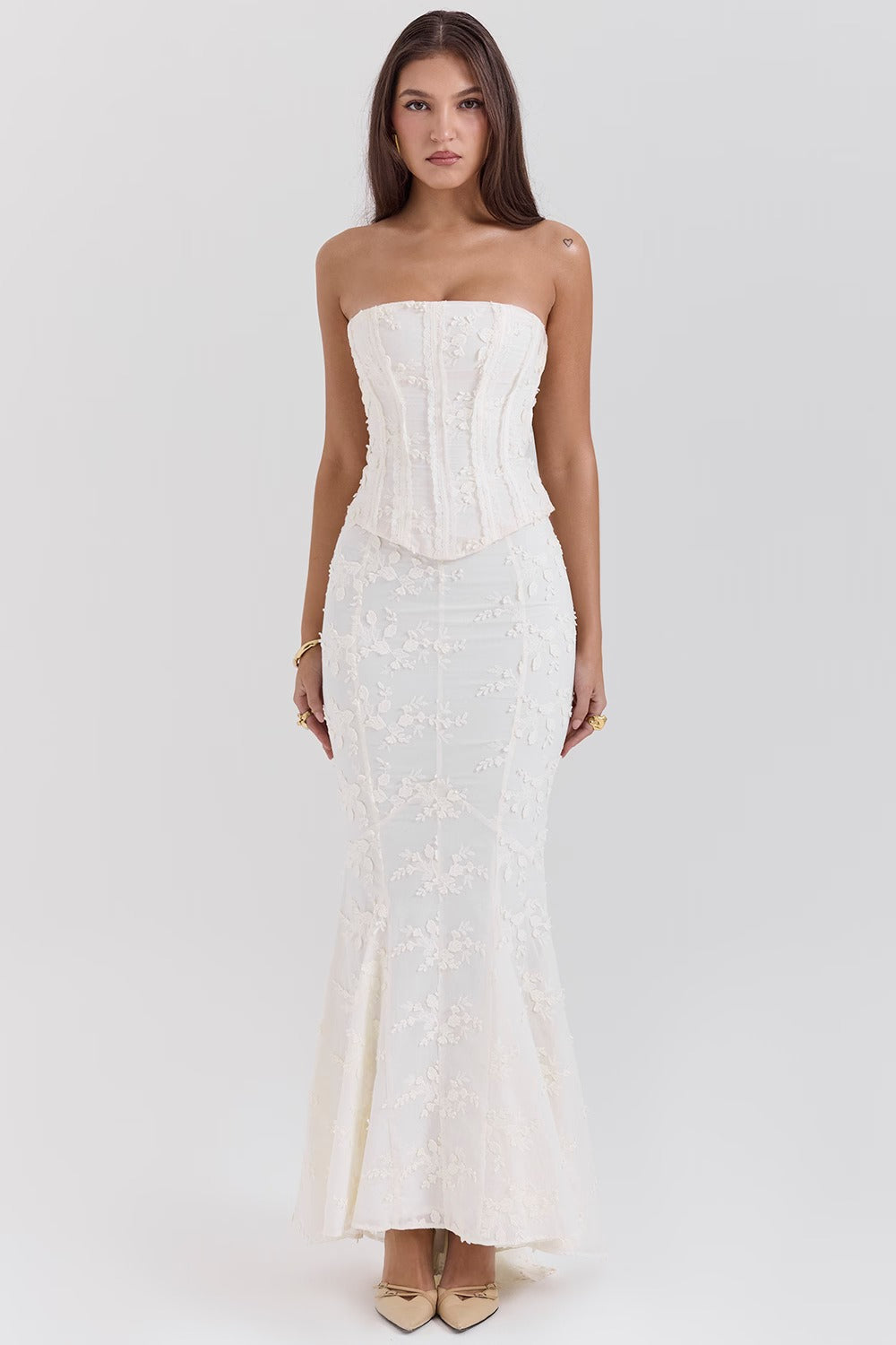 Embroidered Bustier Bodycon Formal Dress