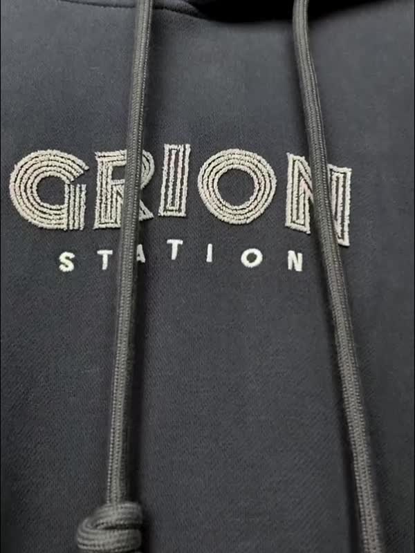 Letter Print Drawstring Eyelet Decor Pocket Oversized Hoodie