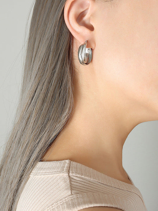 Titanium Steel Huggie Earrings