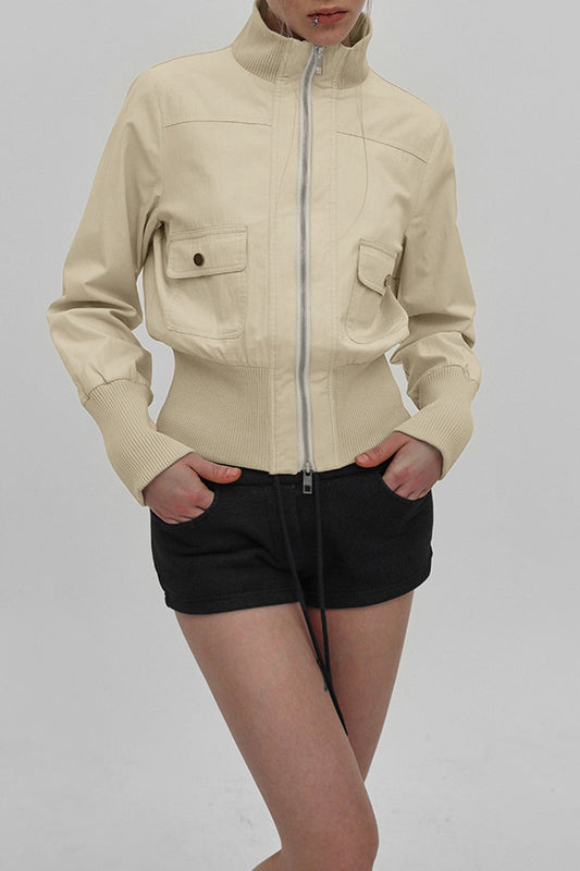 Street Style Stand Collar Cargo Jacket
