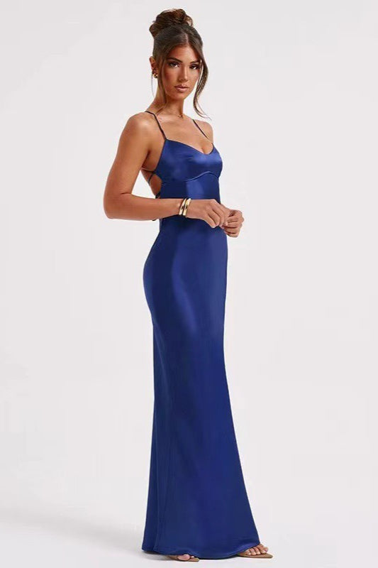 Back Tie Spaghetti Strap Formal Dress