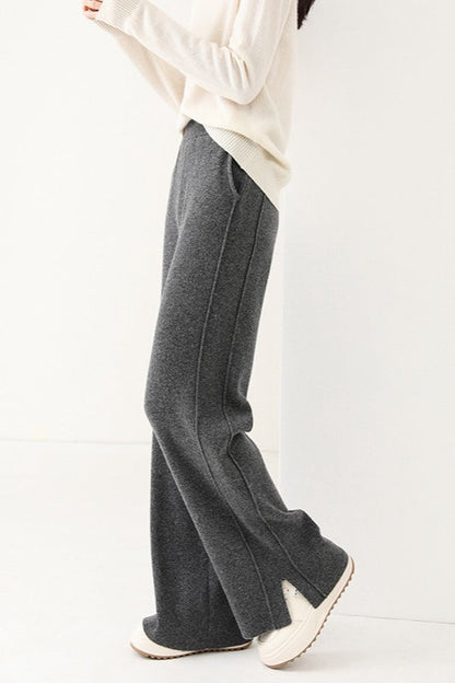 Wool Soft Straight Split Knit Pants