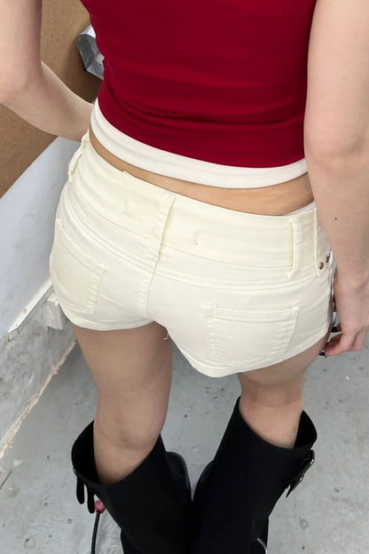 Millennium Rivet Belt Denim Shorts