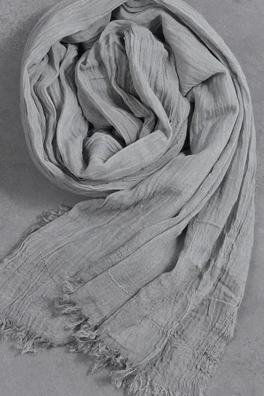 Techwear Hip Hop Punk Pleated Cotton Linen Distressed Vintage Scarf