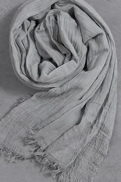 Techwear Hip Hop Punk Pleated Cotton Linen Distressed Vintage Scarf