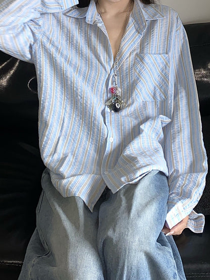 Striped Print Long Sleeves Shirts